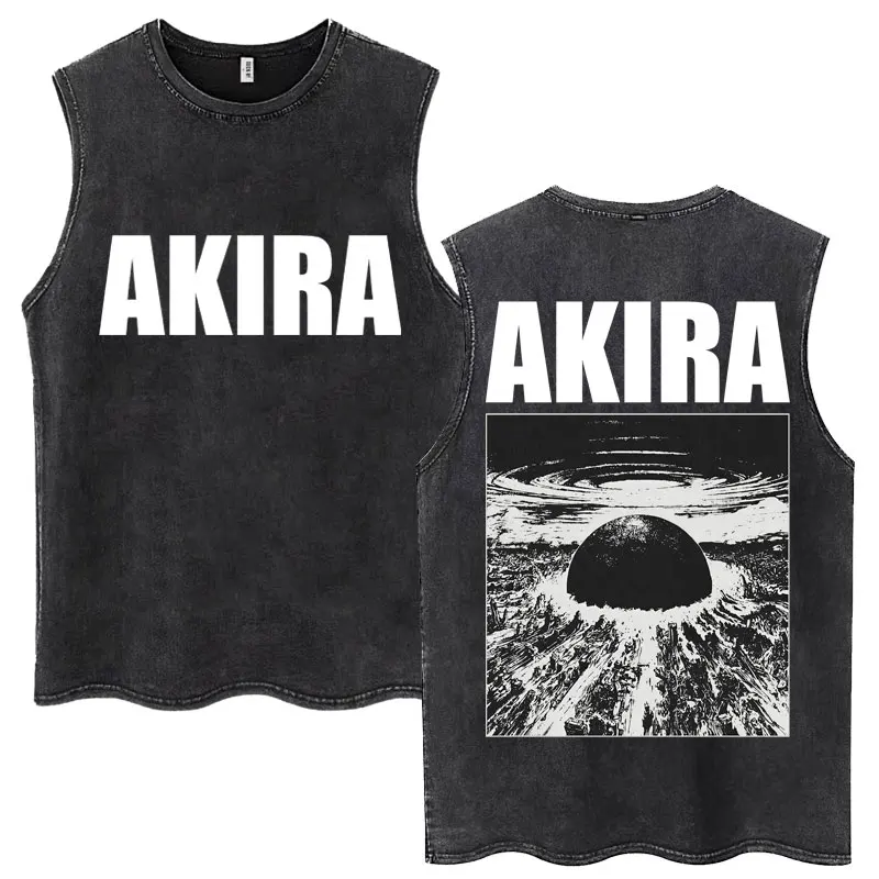 Japanese Anime New Tokyo Akira Wash Tank Tops Movie Science Fiction Masataro Kaneda Vests Men Women Loose Cotton Sleeveless Tees