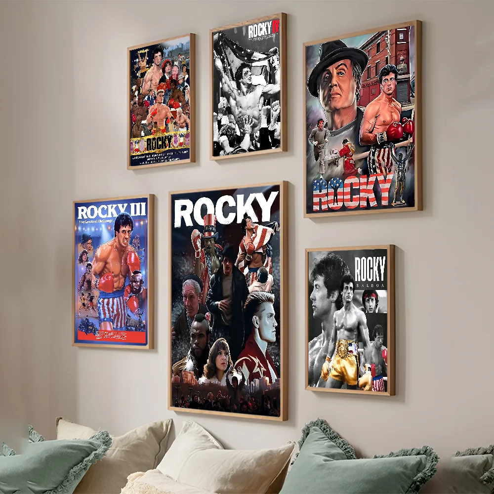 Rocky Balboa Boxing Fitness Movie Sticky Posters Retro Kraft Paper Sticker DIY Room Bar Cafe Aesthetic Art Wall Painting