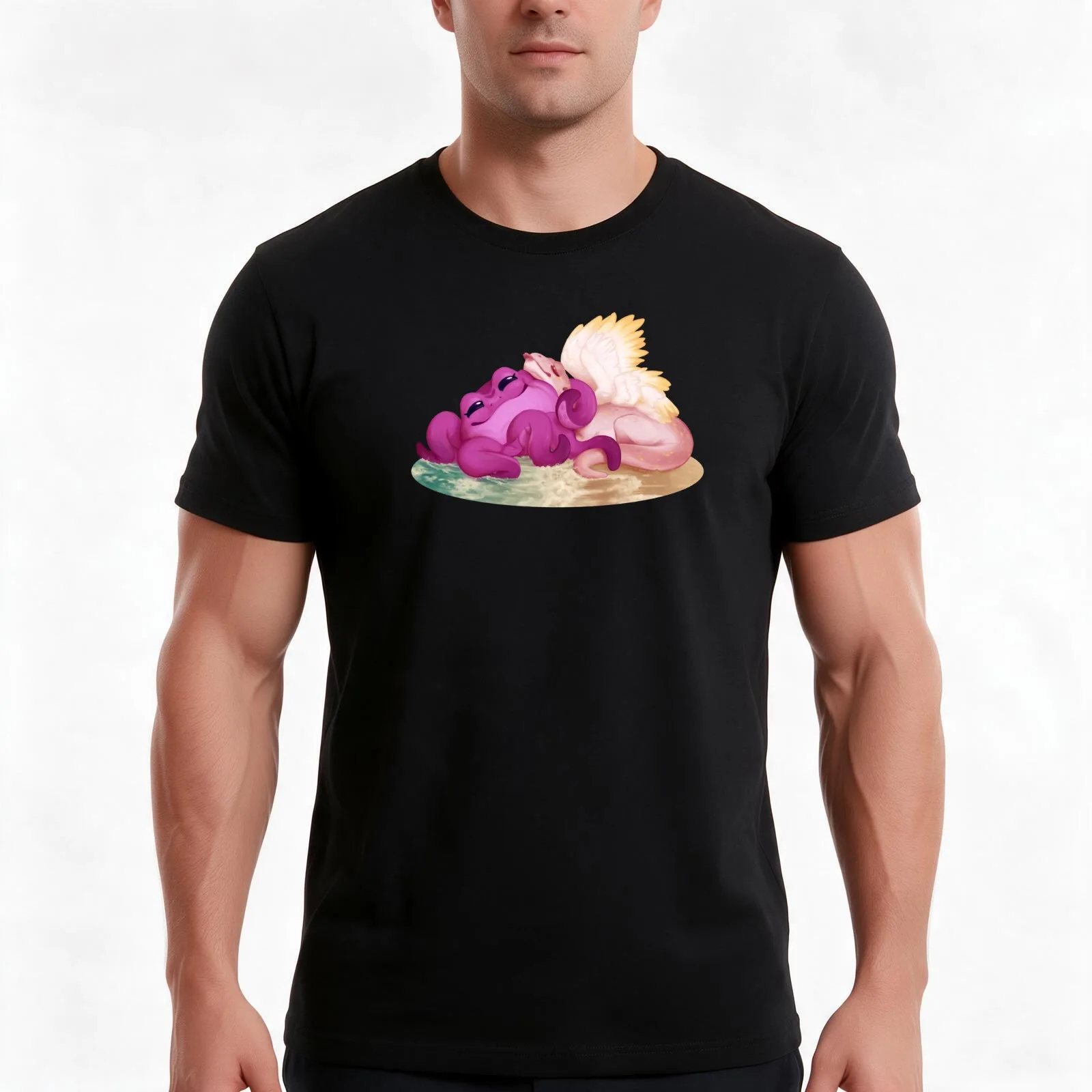 Pretzel and Lizard T-Shirt, Summer Casual Cotton Tee, Oversized Streetwear Tops, Vintage Graphic Print, Loose Fit Short Sleeve