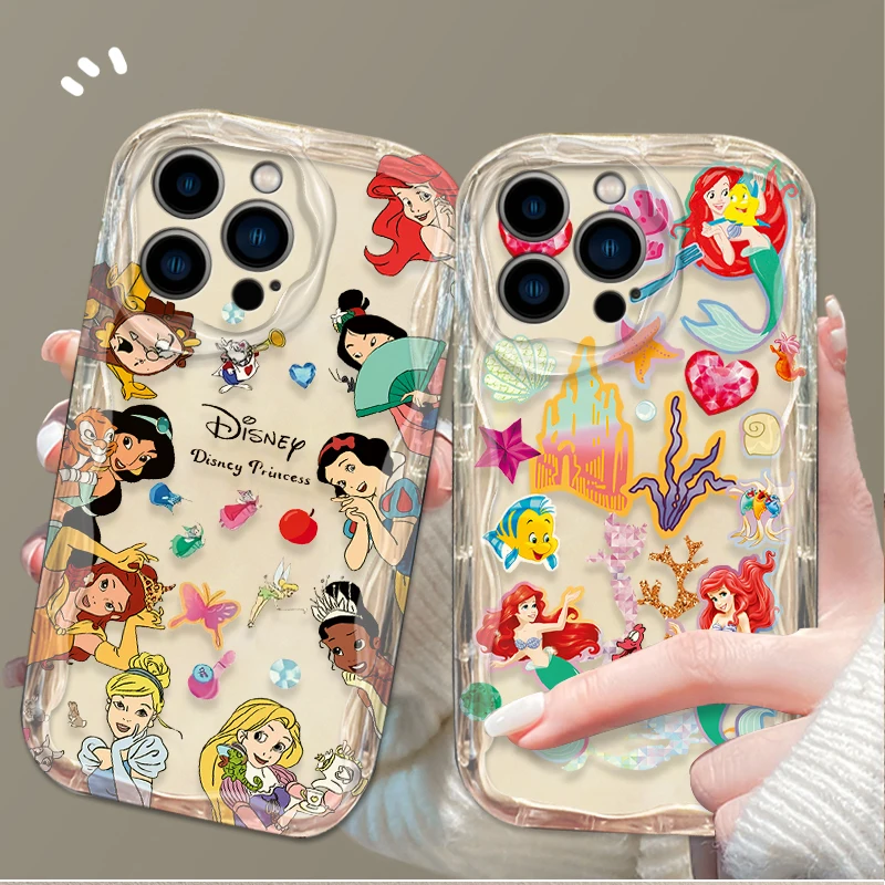 ディズニープリンセス電話ケース,iPhone用3DウェーブTPUバックカバー,素敵でかわいい,iPhone 16,15,14,13,12,11 pro max,mini,x,xr,xs max,8, 7, 6s plus