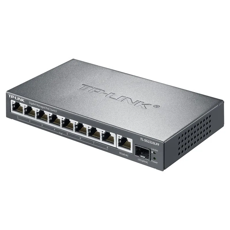 TP-LINK 10-Port Cloud Managed PoE Switch TL-SG2210LPF, 8 PoE+ Ports 68W, 2.5G SFP Uplink, VLAN & 6kV for Surveillance