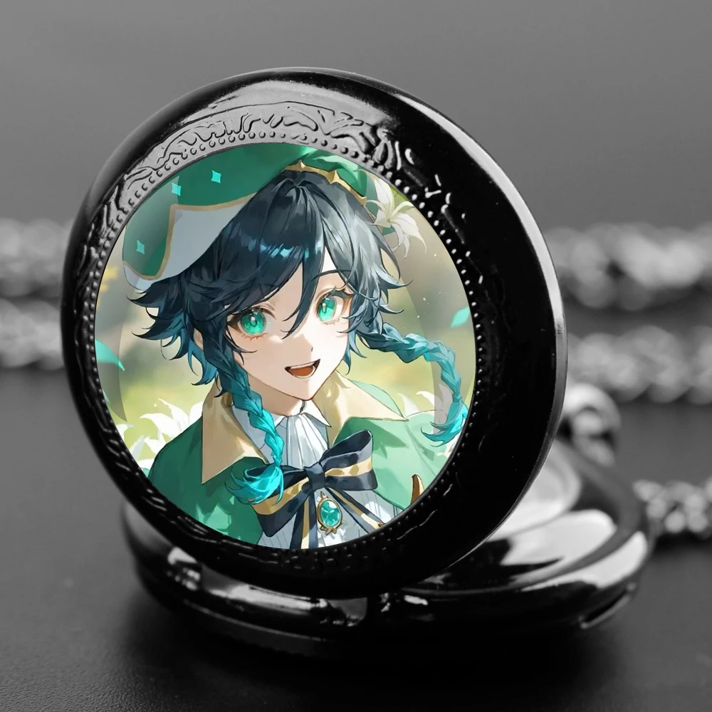 Game Characters - themed Glass Dome Quartz Pocket Watch Comes with Durable Chain and Arabic Numeral Dial Ideal Halloween Gifts