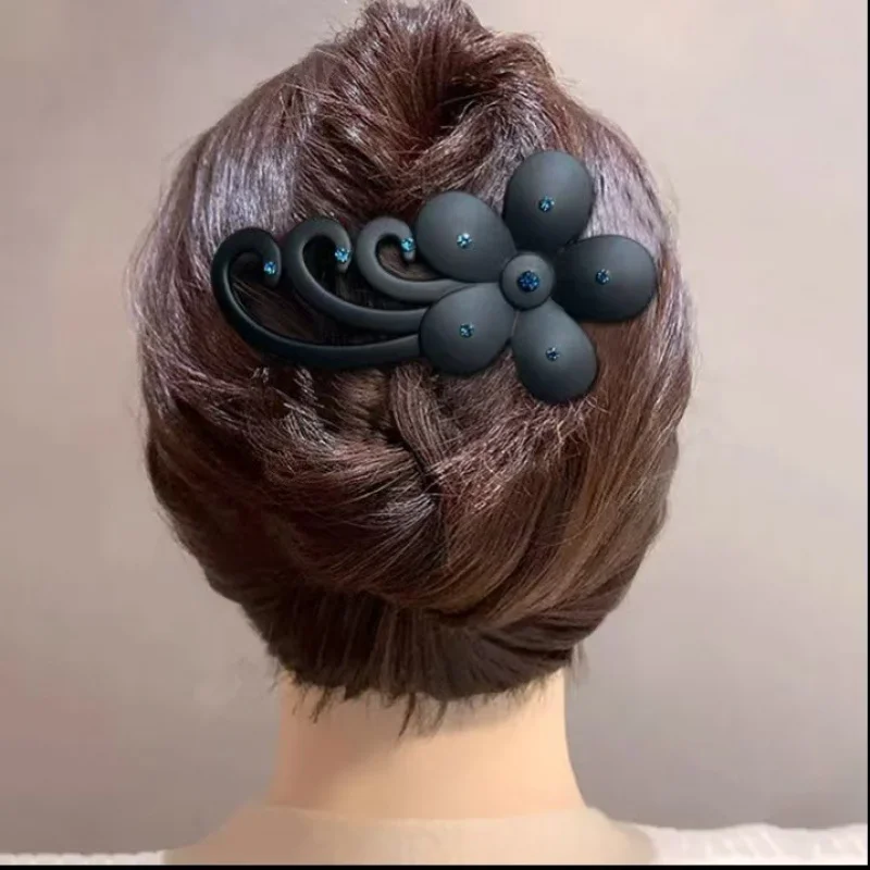 مشبك شعر كبير متعدد الاستخدامات بتصميم زهرة مرصعة بالكرستال للاستخدام الخارجي، مشبك شعر على شكل منقار البط للجزء الخلفي من الرأس، إكسسوار شعر عصري