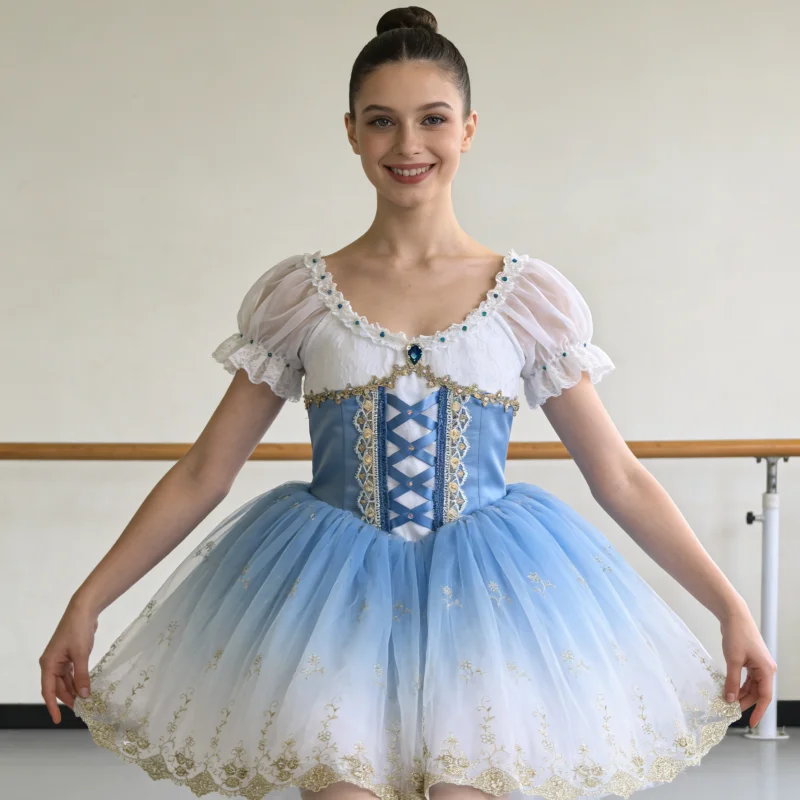 

BT26011170 Professional Custom Size Kids Girls Children Women Adult Performance Wear Velvet Blue Romantic Tutu Dress