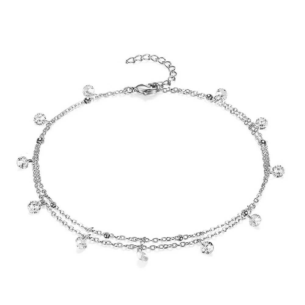 Punk Iced Out Tennis Chain Anklet For Women Gold Silver Color Stainless Steel Ankle Bracelet On the Leg Foot Beach Jewelry Gift view 5