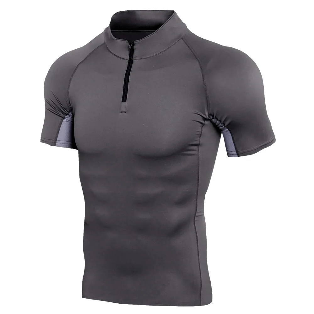 Men Shaper Shirts Zipper Slim Body Muscle Tops Sweat Dry Underwear