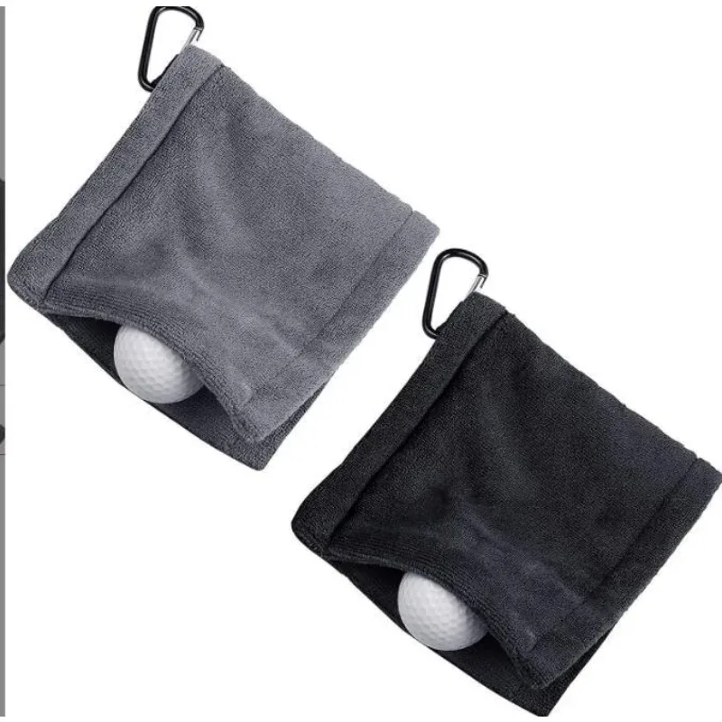 Microfiber Golf Ball Cleaning Towel with Carabiner Professional Golf Club Head Wiping Cloth Cleaner with Hanger