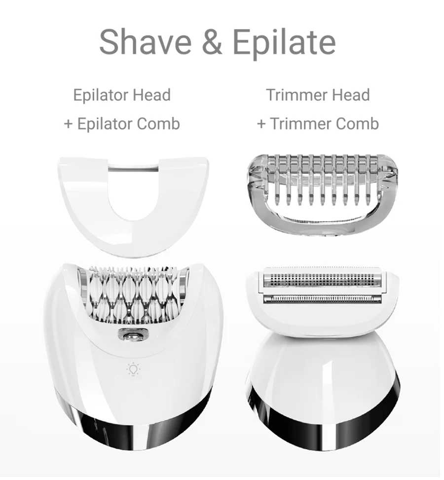 Epilator for Women, 2 in 1 Electric Epilator with Shaver Head,Rechargeable & 2 Speeds for Legs Arms Face Armpit Bikini