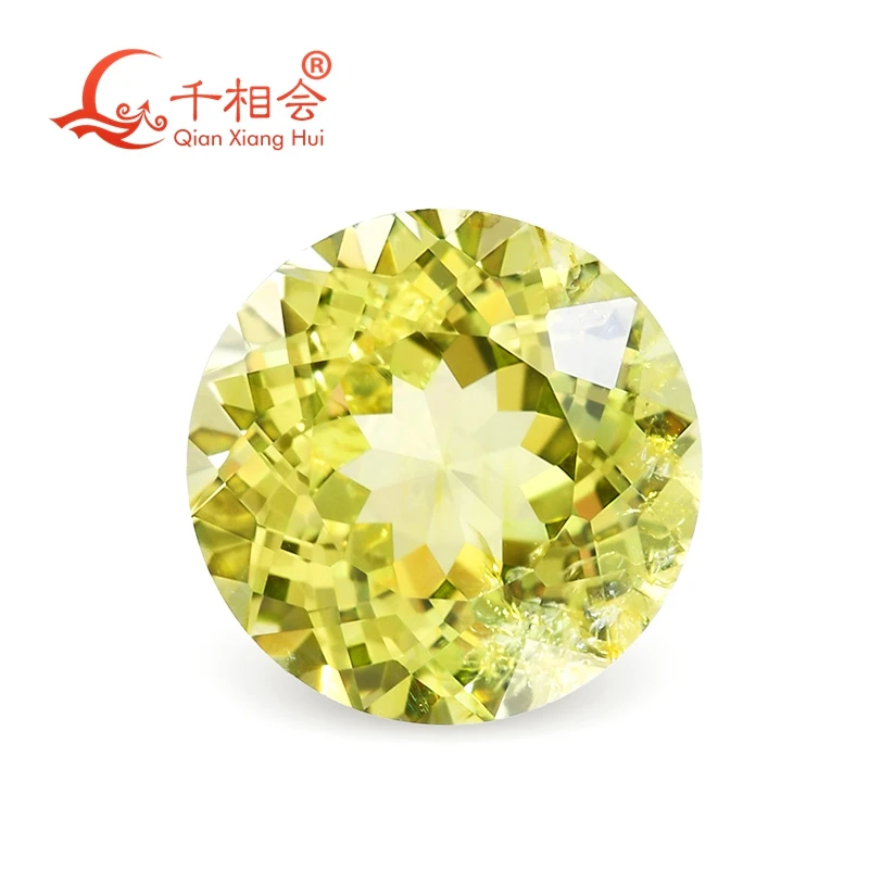 Lab-Created Sapphire round Shape Lemon Yellow  Color  Loose Gem Stone Artificial including Minor Cracks And Inclusions jewelry
