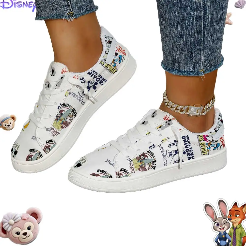 

Disney Mickey all-over printed cute cartoon pattern women's casual sneakers suitable for daily wear