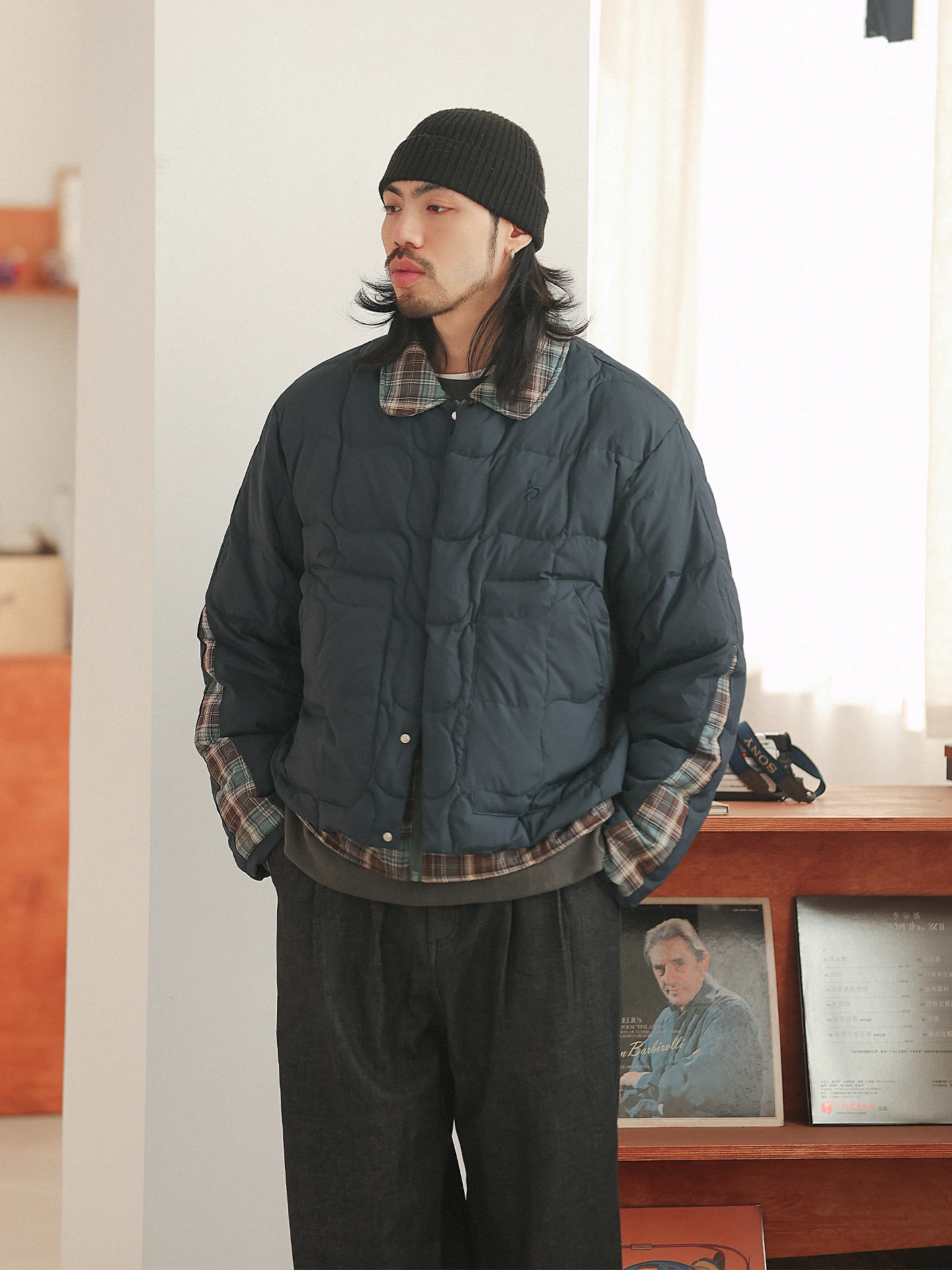 

NOEARS Винтажная зимняя куртка с цветными блоками, стеганым воротником и разнообразным узором, молодежная теплая утолщенная нейлоновая пуховая куртка с длинными рукавами