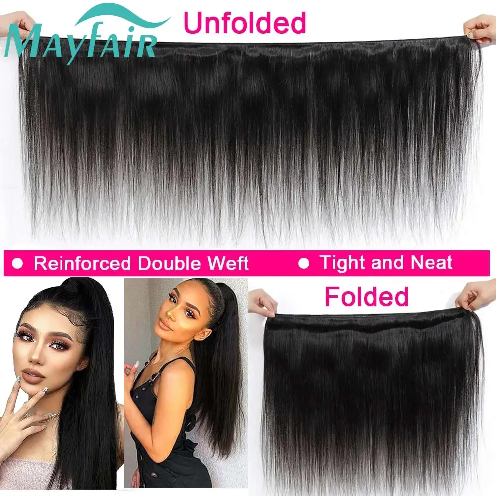 Straight Human Hair Bundles Raw Hair Bundles Long Thick Natural Bundles Cheap Brazilian Hair Weave Extensions 12A 32 inch100g