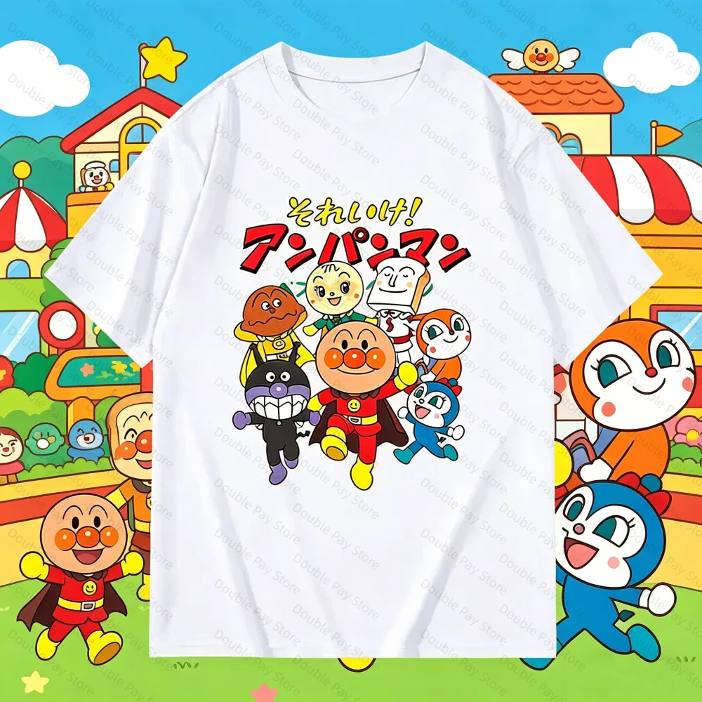 

Anpanman Family Cartoon Print T-shirt Casual Unisex Short Sleeve Cotton Tee for Men's Shirt Women t-shirt Kids Anime Streetwear