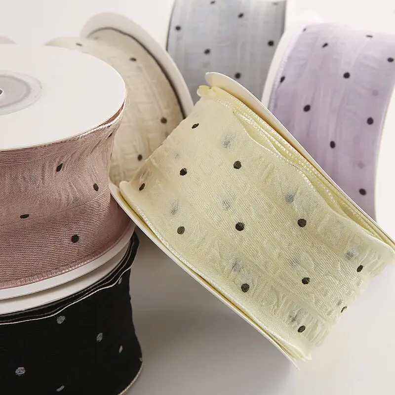 

40mm 9 Yards dots Ribbon DIY Handmade Materials Headwear Hair Bows Clothing Shoes Hat Accessories Home Decoration Crafts Sewing