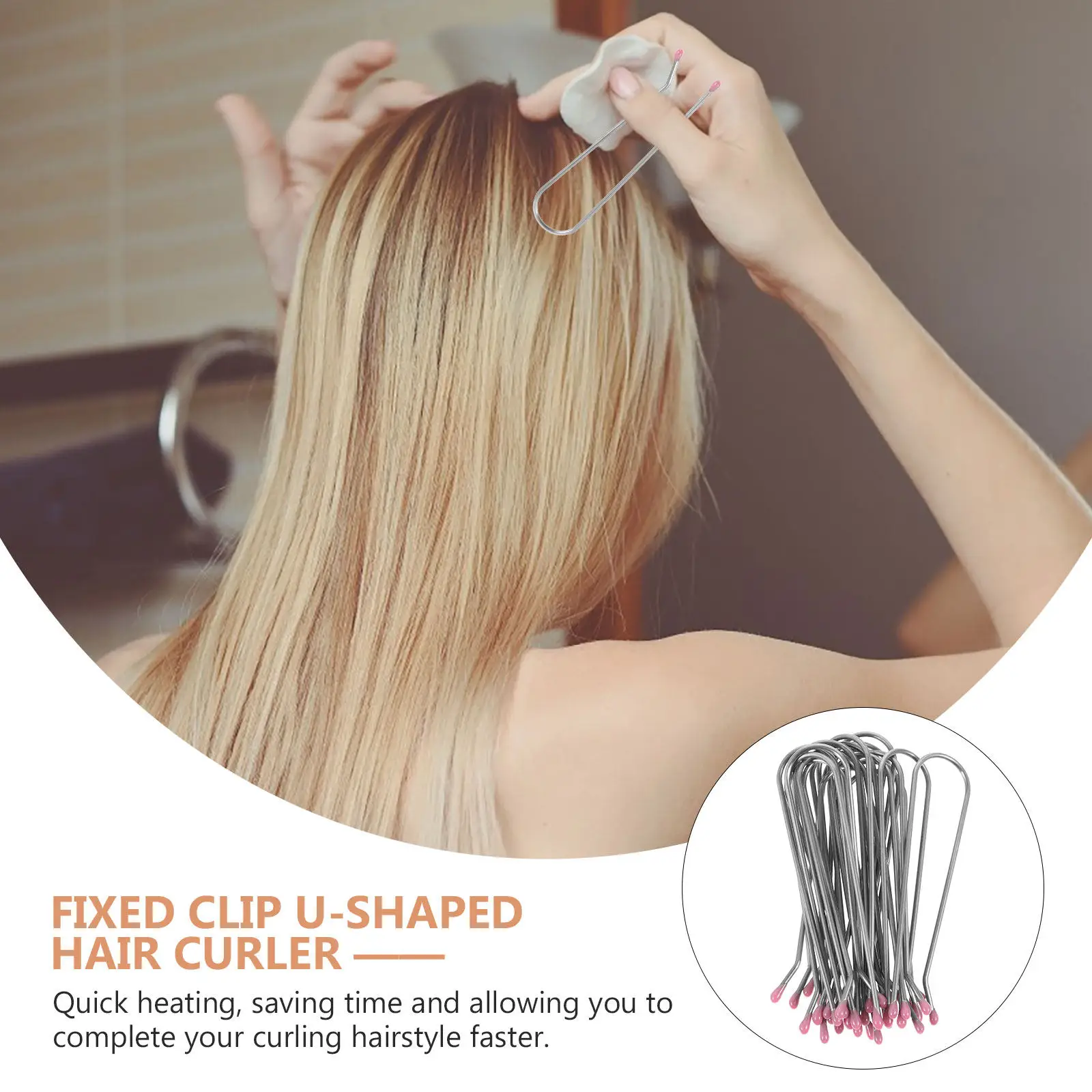 20pcs U-Shaped Metal Hot Roller Clips for Electric Curlers – Hair Curling, Volume & Waves, Salon & Home Use