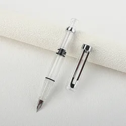 Pluma estilográfica de resina transparente, pluma de regalo de tinta suave de calidad EF/F Nib 0,38/0,5mm para oficina, negocios y escuela, novedad