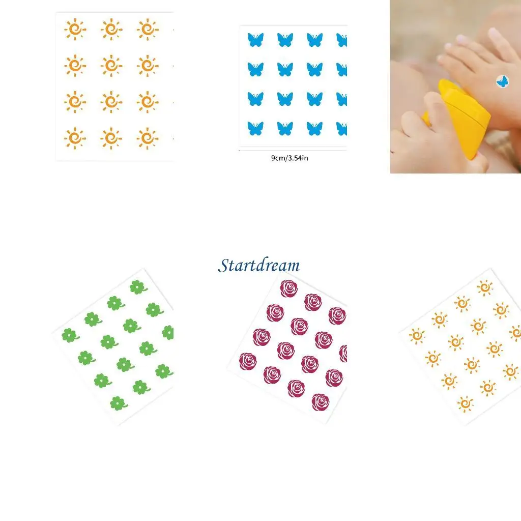 

10 Sheets Sun Patches Outdoor Detection Sunblock Patches Reapply Reminder Sticker for Sports Travel and Daily Use K92C