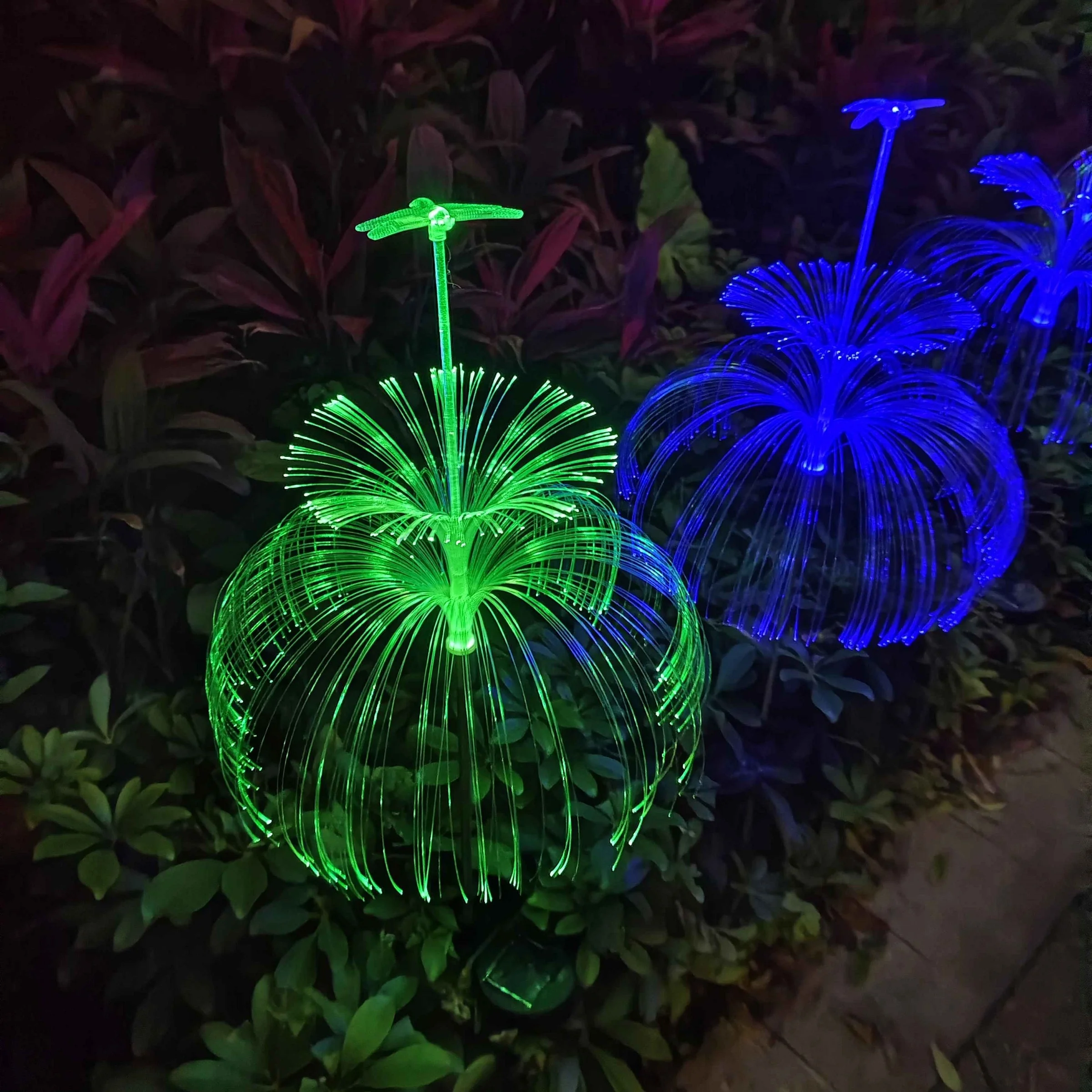 Solar Lamp Dragonfly Double-layer Jellyfish Lamp Colorful Color-changing Led Outdoor Lighting Decorative Landscape Lamp Solar Garden Lamp Lawn Lamp