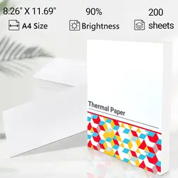 Papel Impressora Térmica A4 Portátil, Papel Térmico Compatível, 200 Folhas, M08F