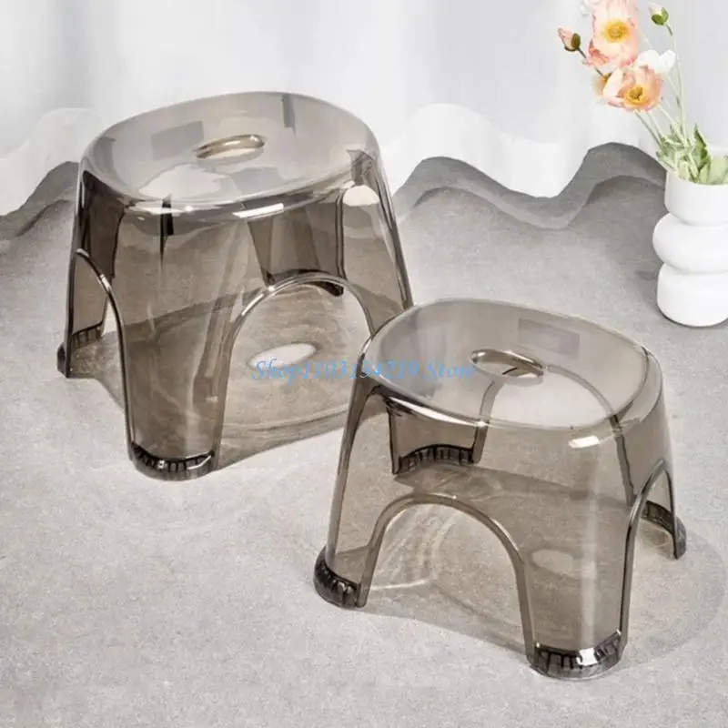 N5KC Two Piece Clear Stool Set for Bathroom, Bedroom and Daily Seating