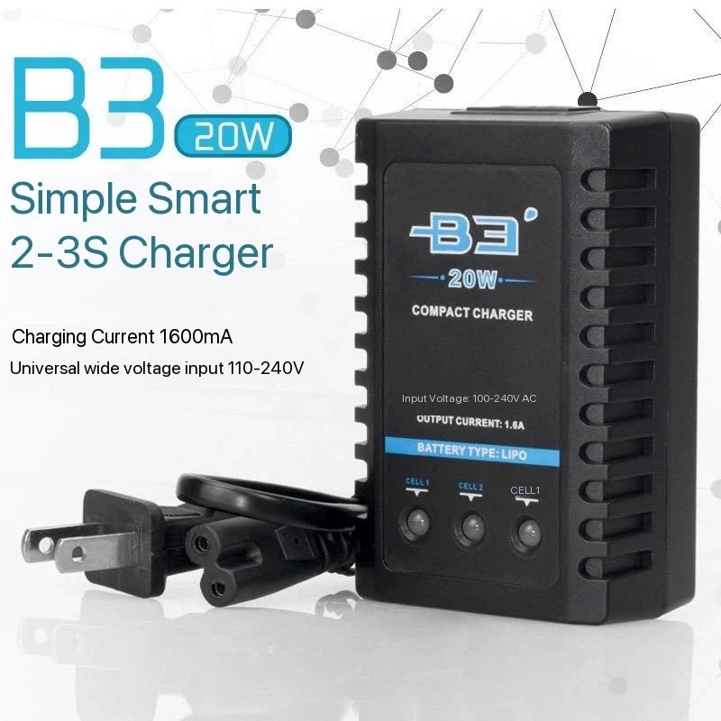 

B3 20 Вт простое сбалансированное зарядное устройство модель самолета 2S 3S литиевая батарея 7,4 В 11,1 В модель игрушечного пистолета дрон