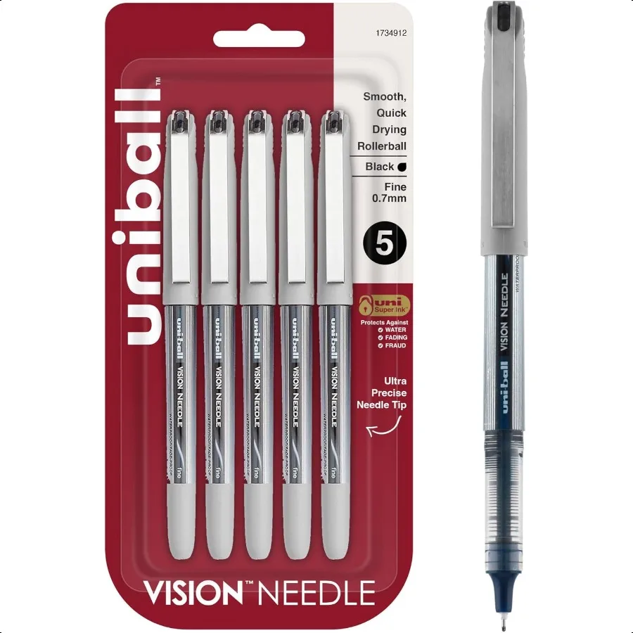 

Шариковые ручки Vision Stick Needle с тонкими точками, 5 черных чернильных ручек 1734912