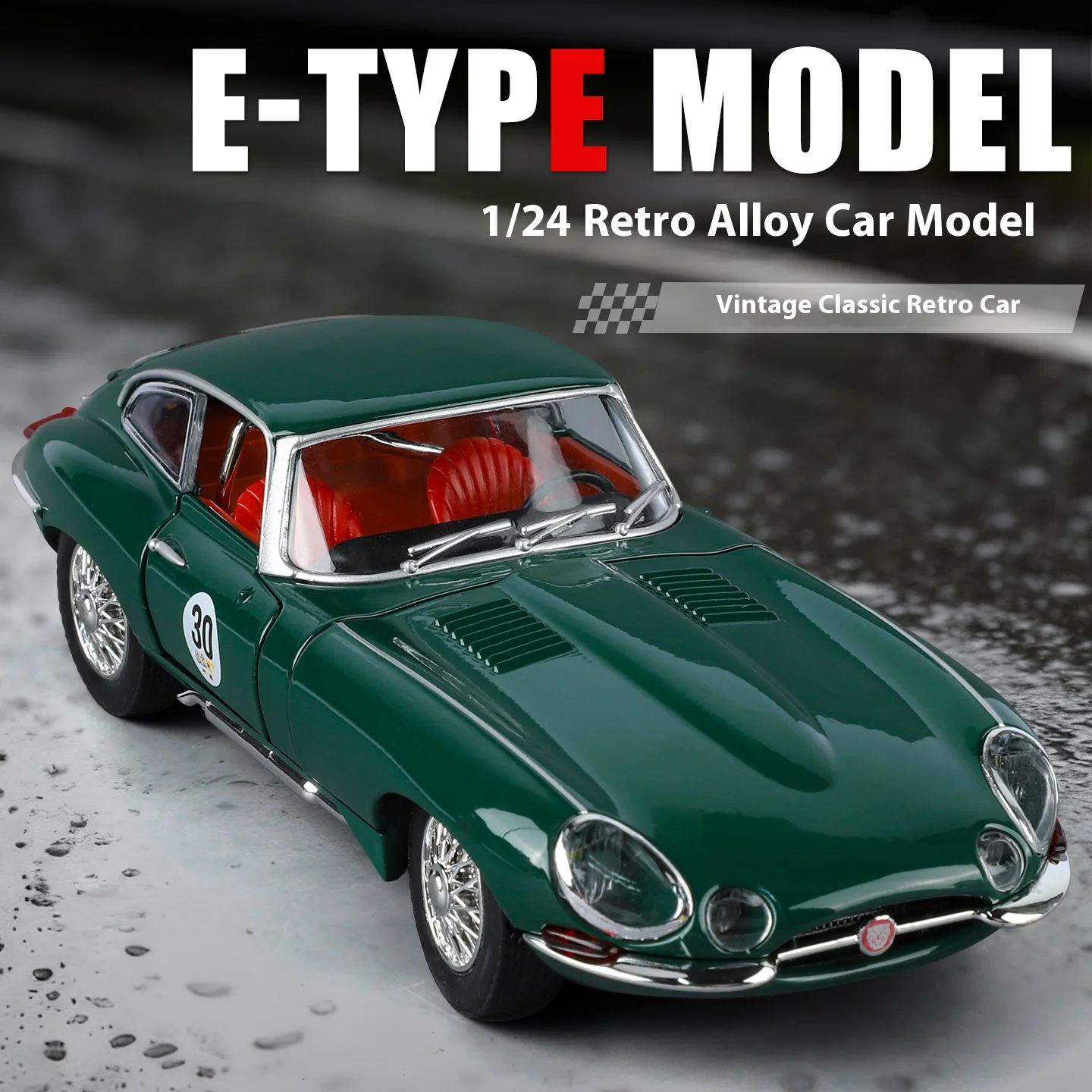 

Модель автомобиля Jaguar E-TYPE в масштабе 1:24, имитация из сплава, ретро-классическая модель, игрушечная машинка для мальчиков, коллекционные украшения.