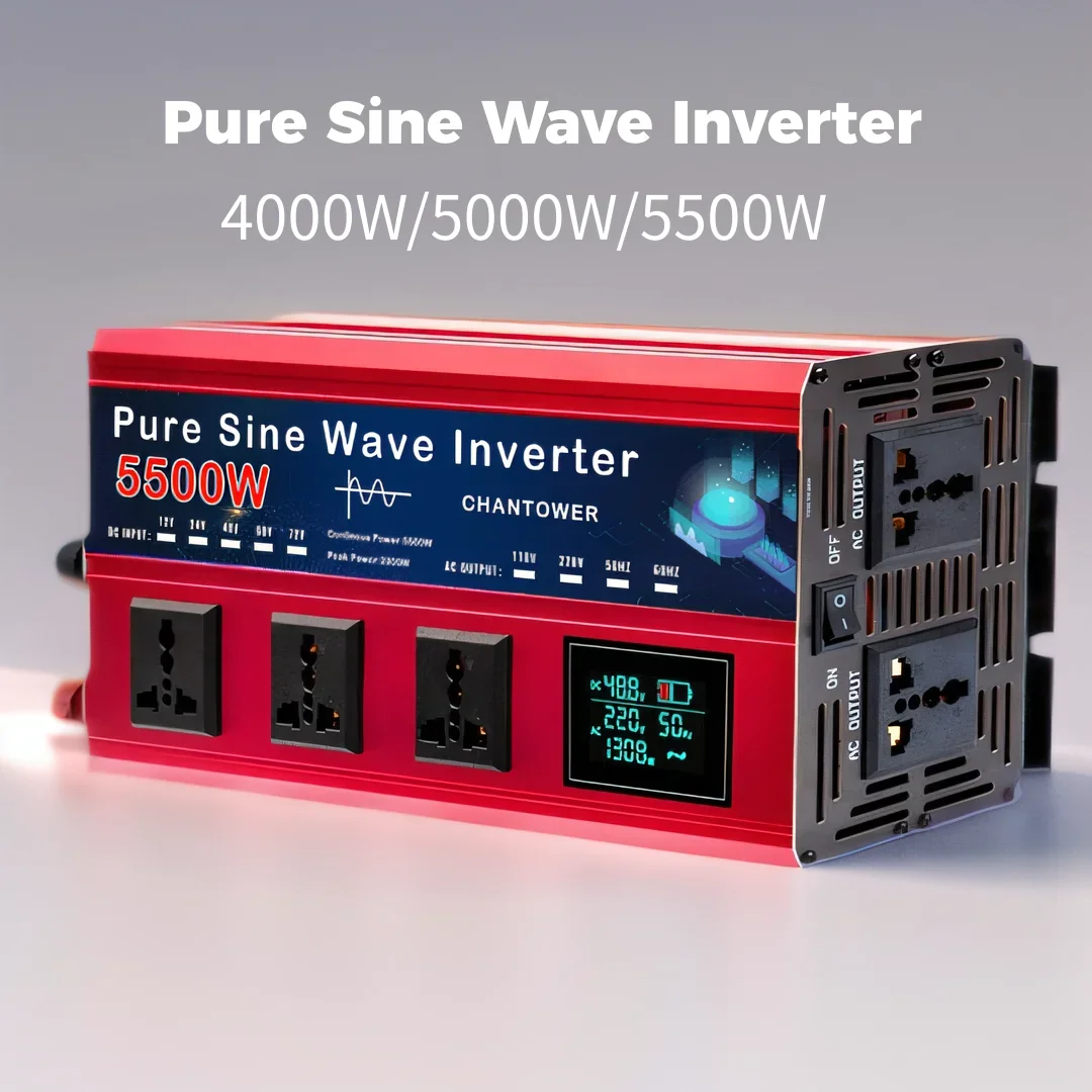 5500W 5000W Pure Sine Wave Inverter DC 12v/24v/48v/60v/72v To AC 110v/220v Voltage Converter Car Solar Power Inverter