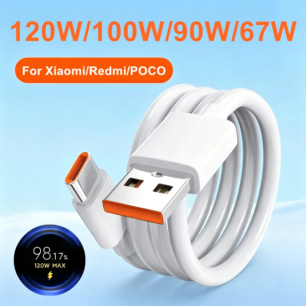 120W 100W 90W 67W 6A Type C USB Turbo Fast Charging Cable For Xiaomi 11 12 13 14 15 17 Redmi Note 11T 12 13 14 POCO X5 X6 X7 Pro