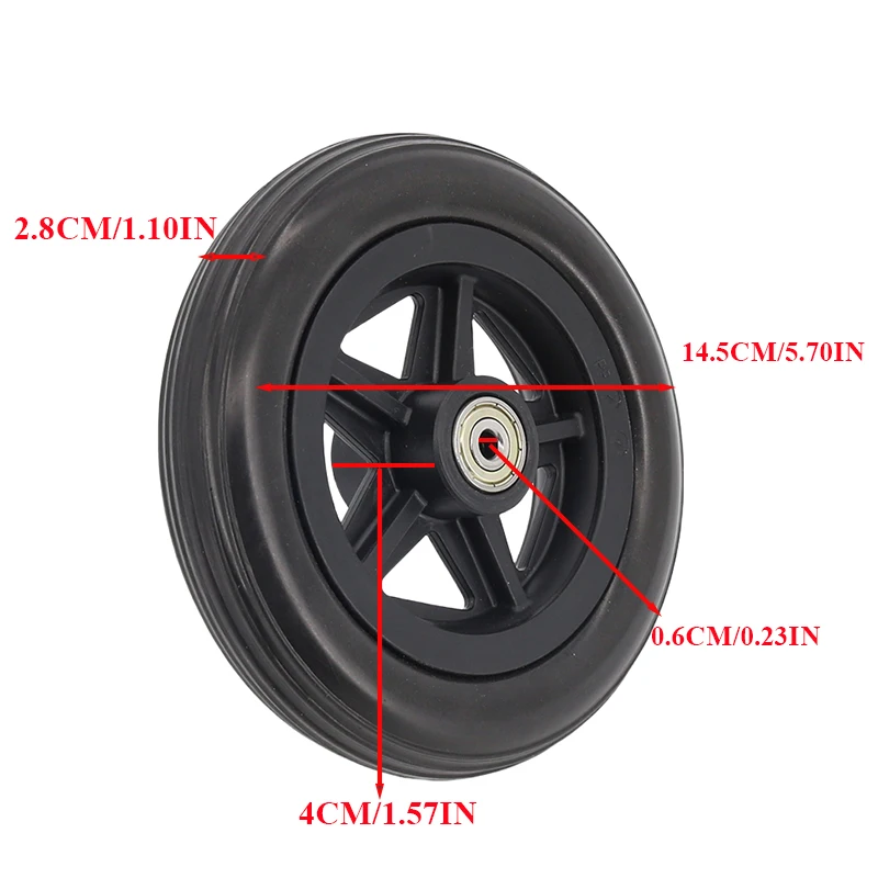 6/7/8/10 Inch Heavy Duty Wheelchair Front Castor Wheels Smooth Flexible Solid Tire Wheel Wheelchair Replacement Parts