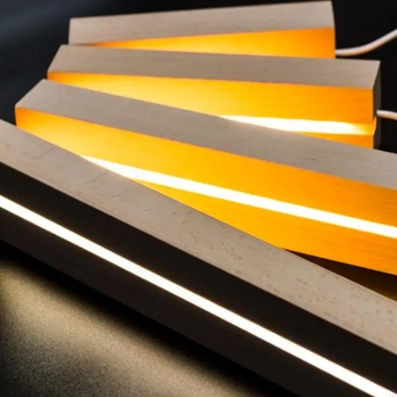 R3MC Light Display Base خشبي عرض LED قاعدة شاشة الخشب معرض حامل الكريستال الزجاجي القاعدة للفن الراتنج