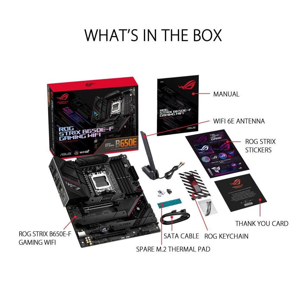 Imagem -06 - Tomada Am5 Placa-mãe Ddr5 Asus Rog Strix B650e-f Jogos Wifi 6e Mainboard Pcie 5.0 Novo Amd B650 Desktop Atx Max128g 6400mhz M.2 Sata 6gbs Amd B650 Motherboard Usb 3.2 Bluetooth V5.2