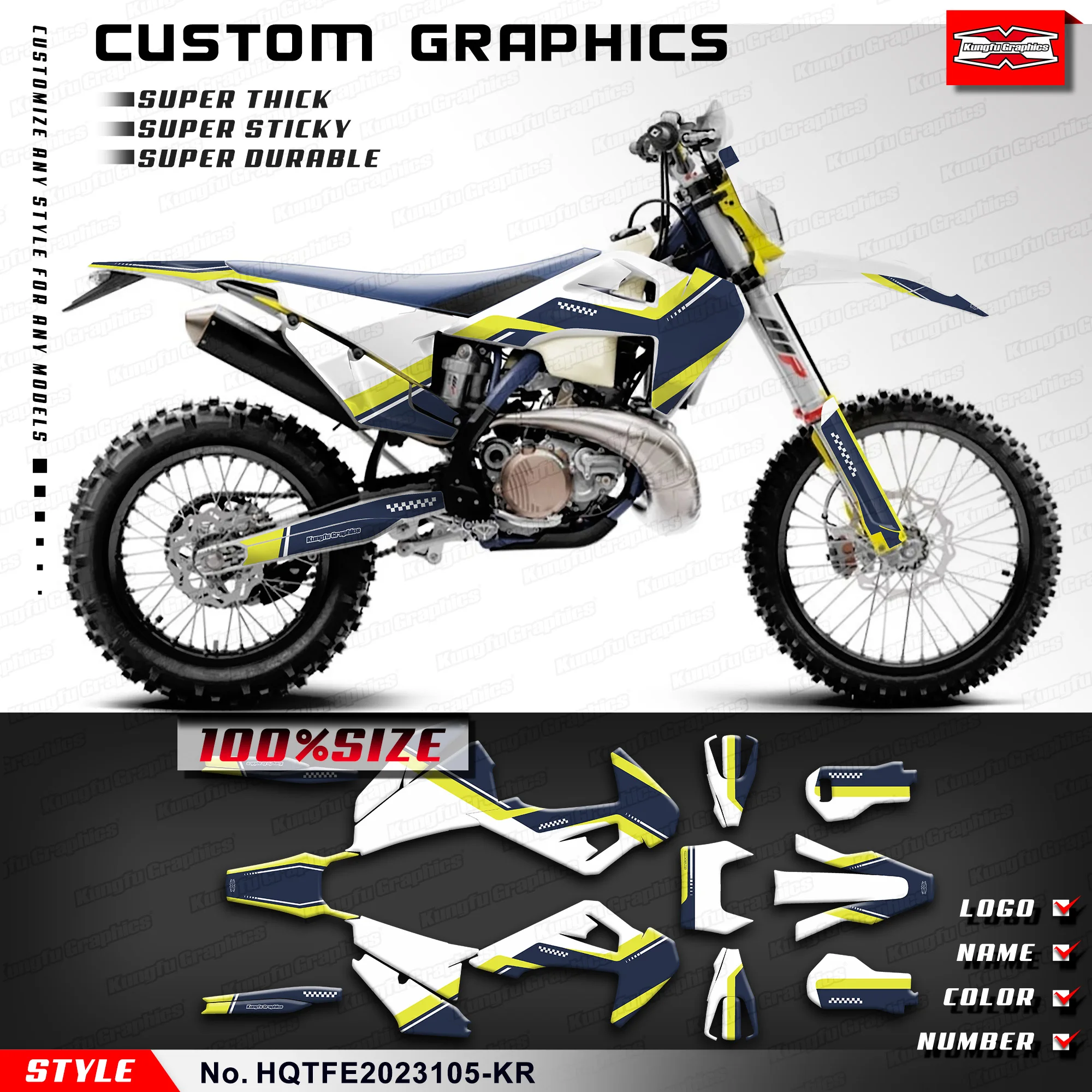 

KUNGFU GRAPHICS Adhesive Sticker Decal for Husqvarna TE 150i 250i 300 FE 250 350 501 FS450 TX FX TC FC 2019-2023,HQTFE2023105-KR