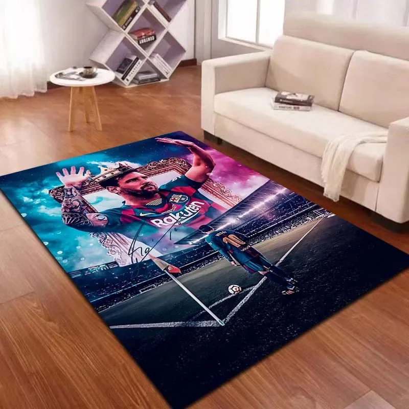 Fashion 3D football superstar L-Leo Messi-i flannel carpet yoga mat living room bedroom decoration entrance non slip carpet gift