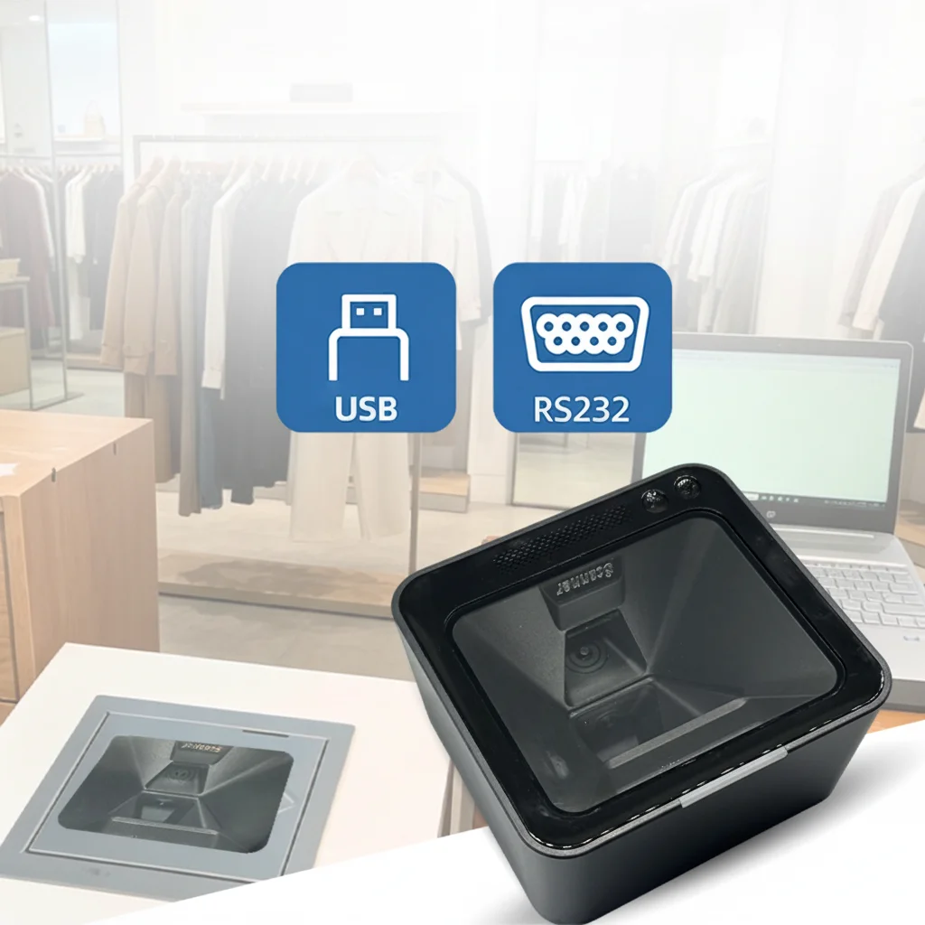 LONVILL Auto Sensing Continuous Dual Mode LED Beeper Indication Embedded Cashier Barcode Scanner for Supermarket Fast Checkout