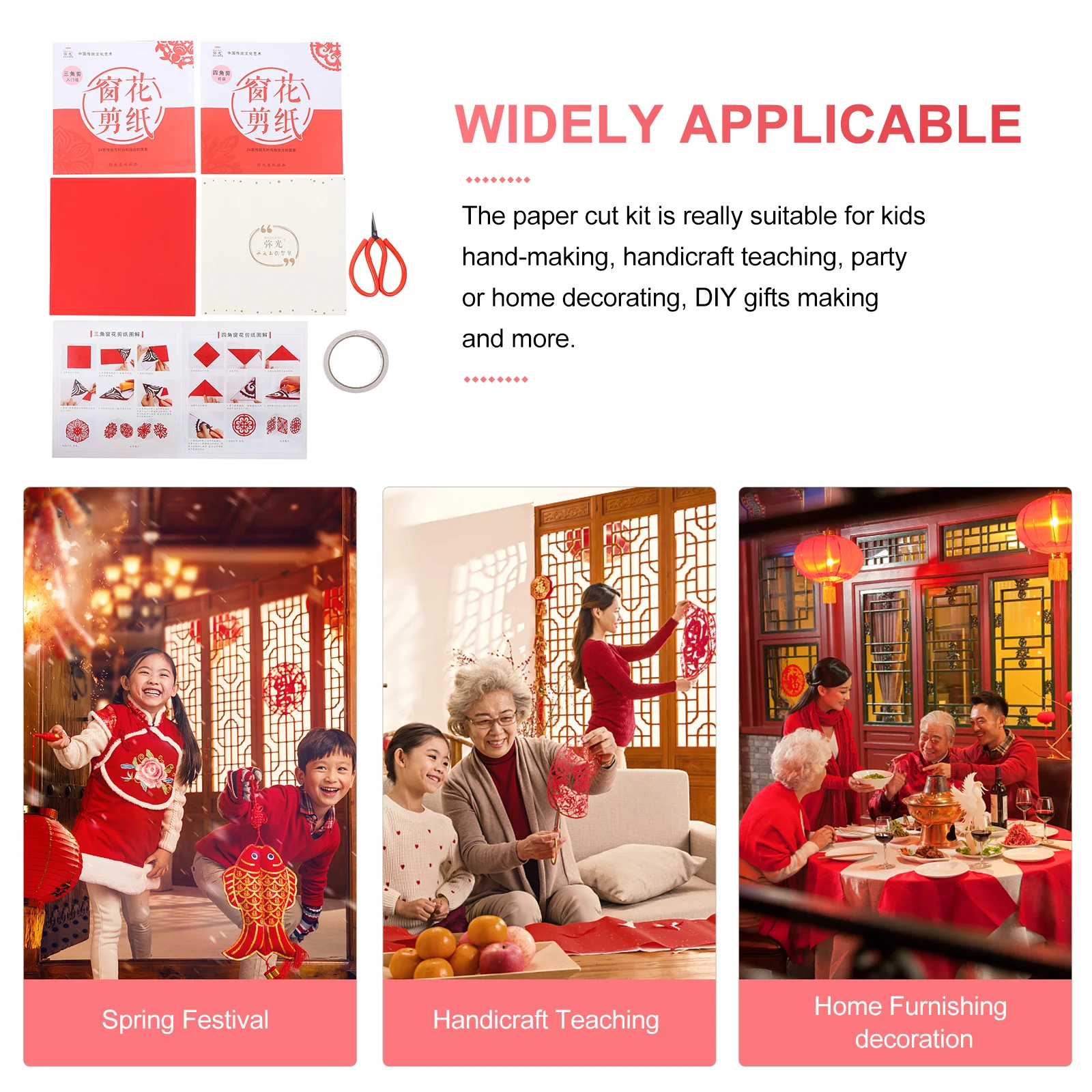 

1 Set Traditional Chinese Themed Kids Paper-Cuts Kit -Outs High Quality Foldable Handcraft Paper For Diy Origami