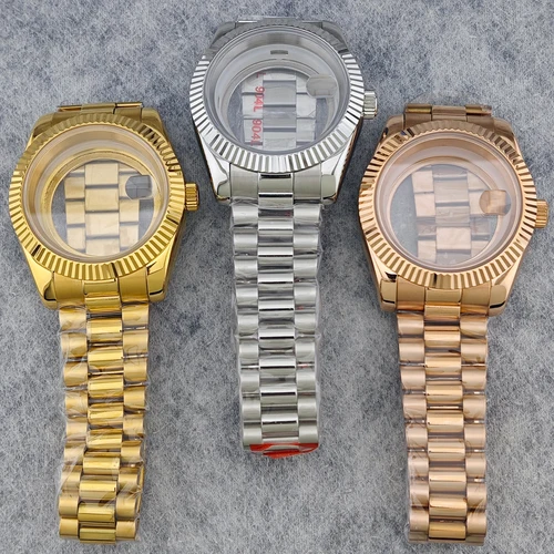 Caja de acero inoxidable 316L para hombre Miyota 8285, 39mm/40mm, con cristal de zafiro, accesorios de banda de acero inoxidable para movimiento 8285