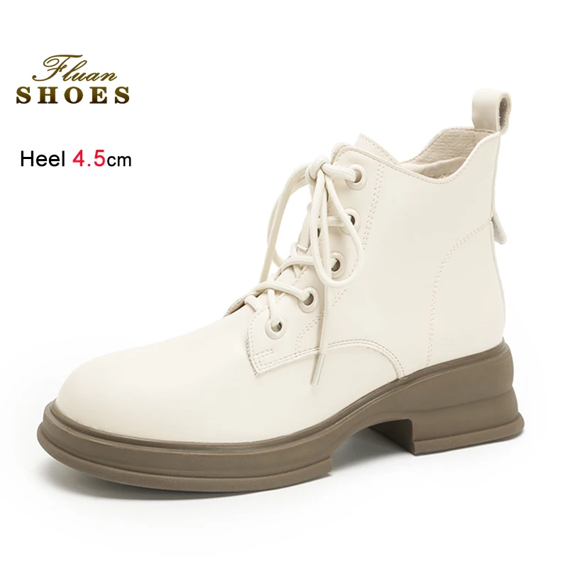 

Осенние новые ботильоны с круглым носком, повседневные и уютные модные женские короткие ботинки на толстом каблуке 4,5 см, теплая зимняя обувь с утолщенным пухом