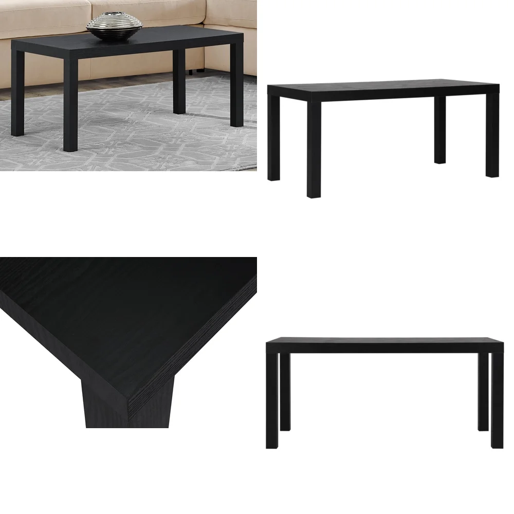 طاولات المقهى، طاولة قهوة أنيقة من خشب البلوط الأسود، تصميم عصري متين من مادة PVC مثالية لأثاث موفر للمساحة في غرفة المعيشة #1