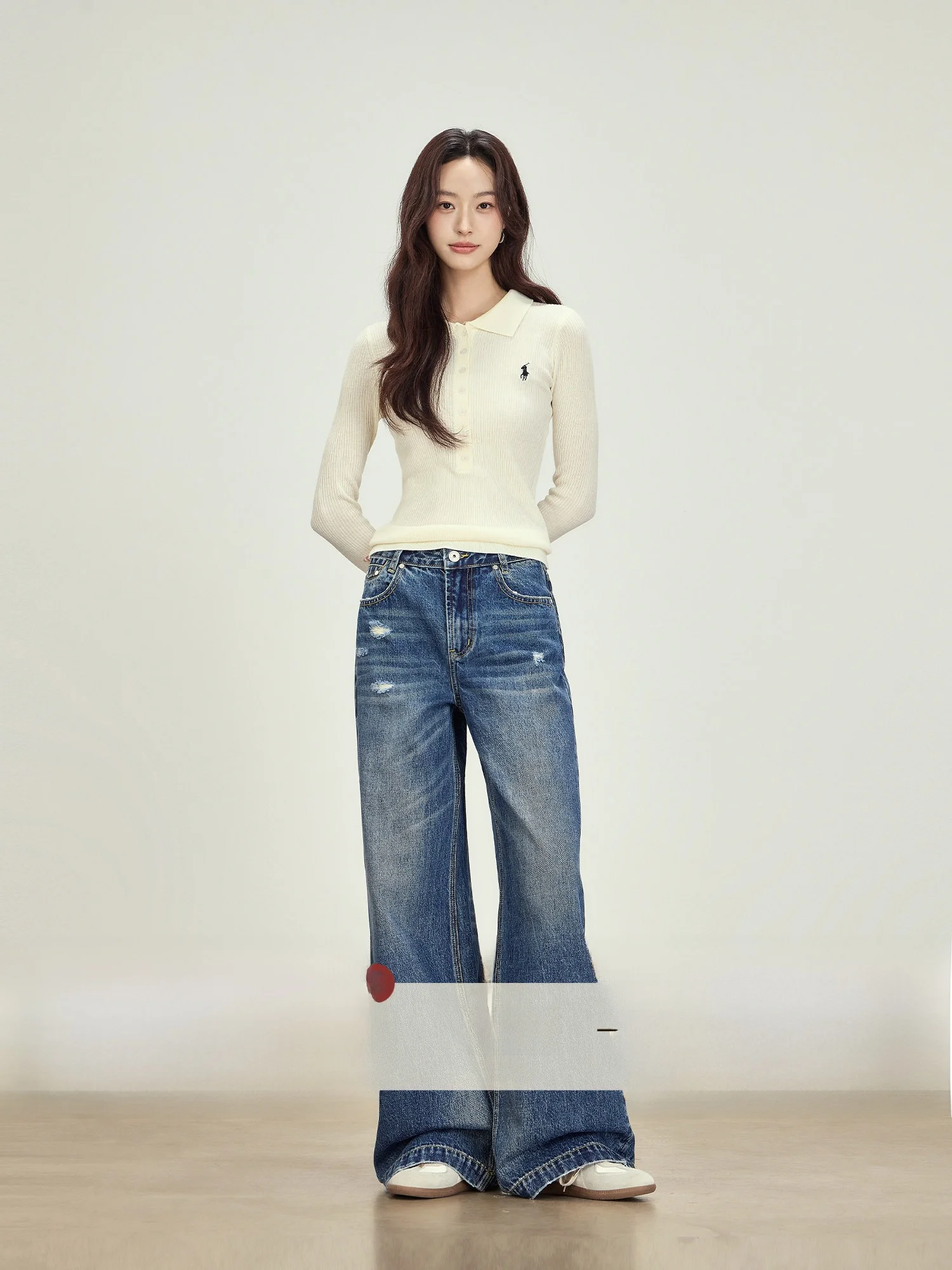 

Rise of the Small Blue Faded Jeans Women's Spring Straight Loose Pants New Sle Drapey Wide Leg Pants Casual Cotton Denim