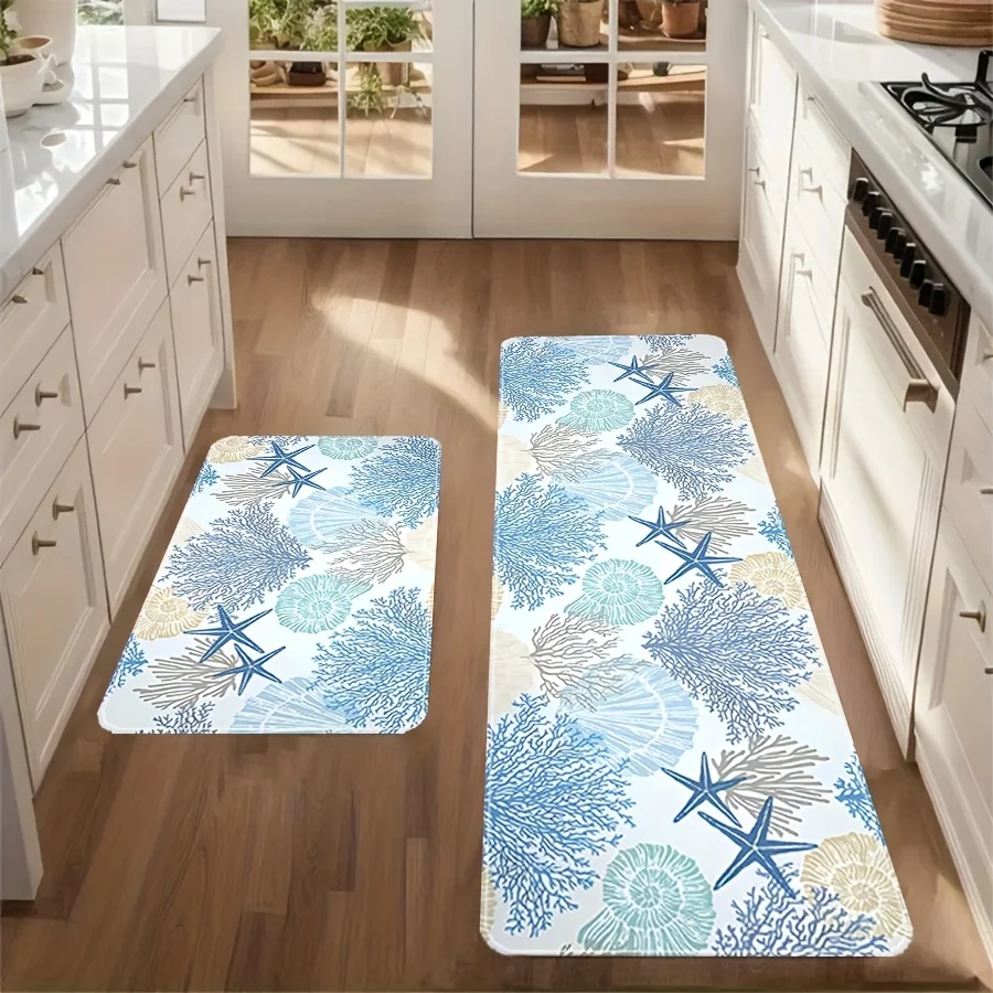 Blue Ocean Starfish Kitchen Runner Rug Entryway Area Rug Bedroom Living Room hallway Floor Mat Welcome 1/2/3pcs Set Doormat