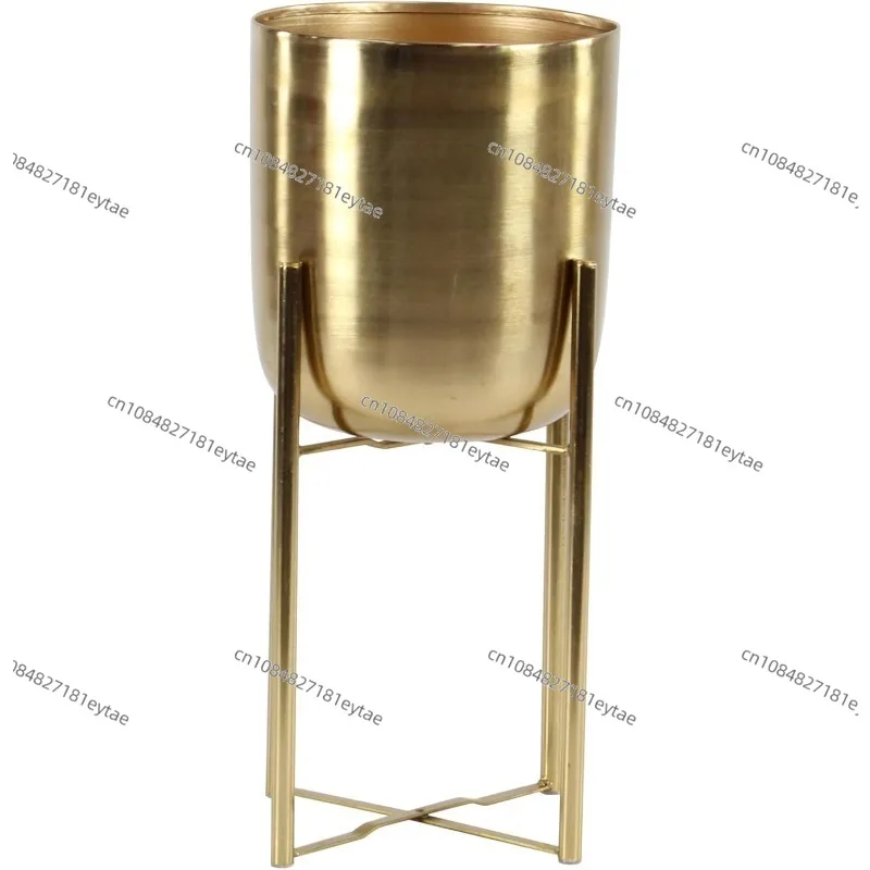 Metal indoor and outdoor large flower pot with removable base, 2 flower pot set, sizes 19 inches and 22 inches respectively.