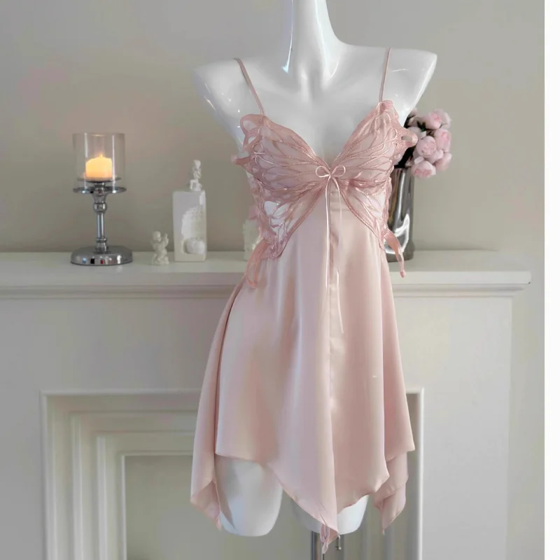 

Women's Sling Silk Silk New Two-Piece Suit with Chest Pad Backless High-Grade Nightdress