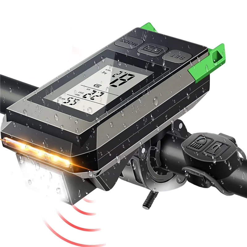 

B93B-4 в 1, велосипедная фара с ЖК-дисплеем, спидометром и звуковым сигналом, USB перезаряжаемый велосипедный компьютер для езды на велосипеде на открытом воздухе