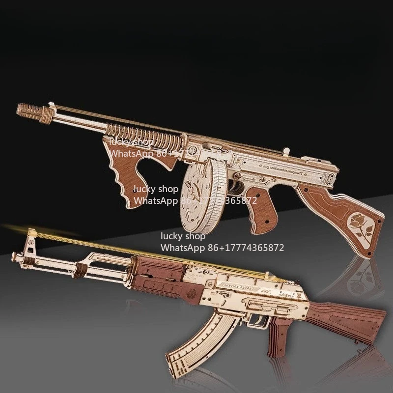 

Submachine Gun Building Block Assembly Model DIY Handmade AK47 Rubber Band Gun Gun Men's Gift