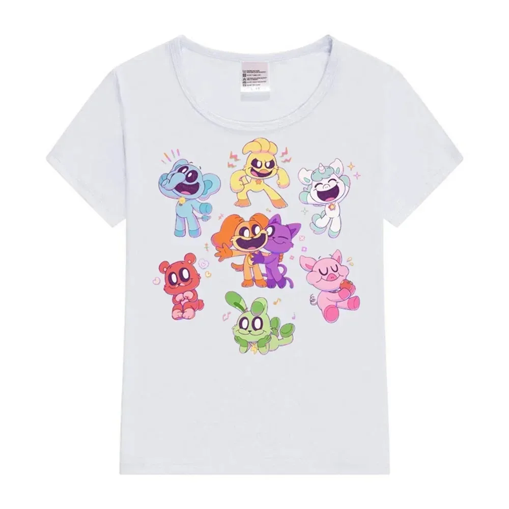 Smiling Critters Children T-Shirts Game Tee Shirt Kid Cartoons Kawaii Casual Clothes Anime Boy Girl Tops Short Sleeve