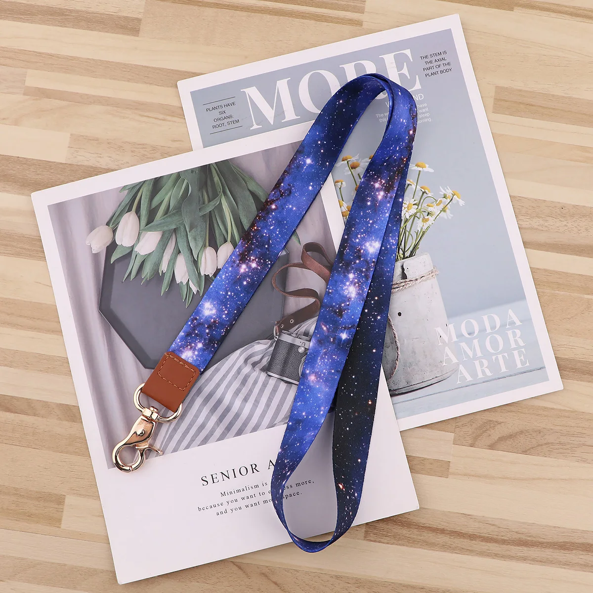 Cordón de estilo cielo estrellado para llavero, cubierta de tarjeta de identificación, soporte de insignia de teléfono móvil, llavero, correas de