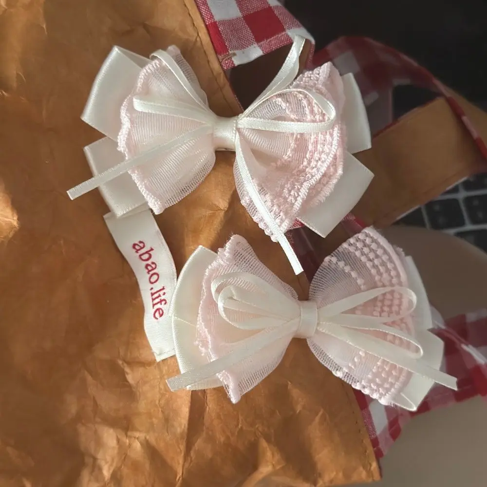 

【1 Pair】Hair Decoration Pink Ribbon Hair Bow Hair Accessories Ladies Accessories Hairpins Woman Flower Hair Clips