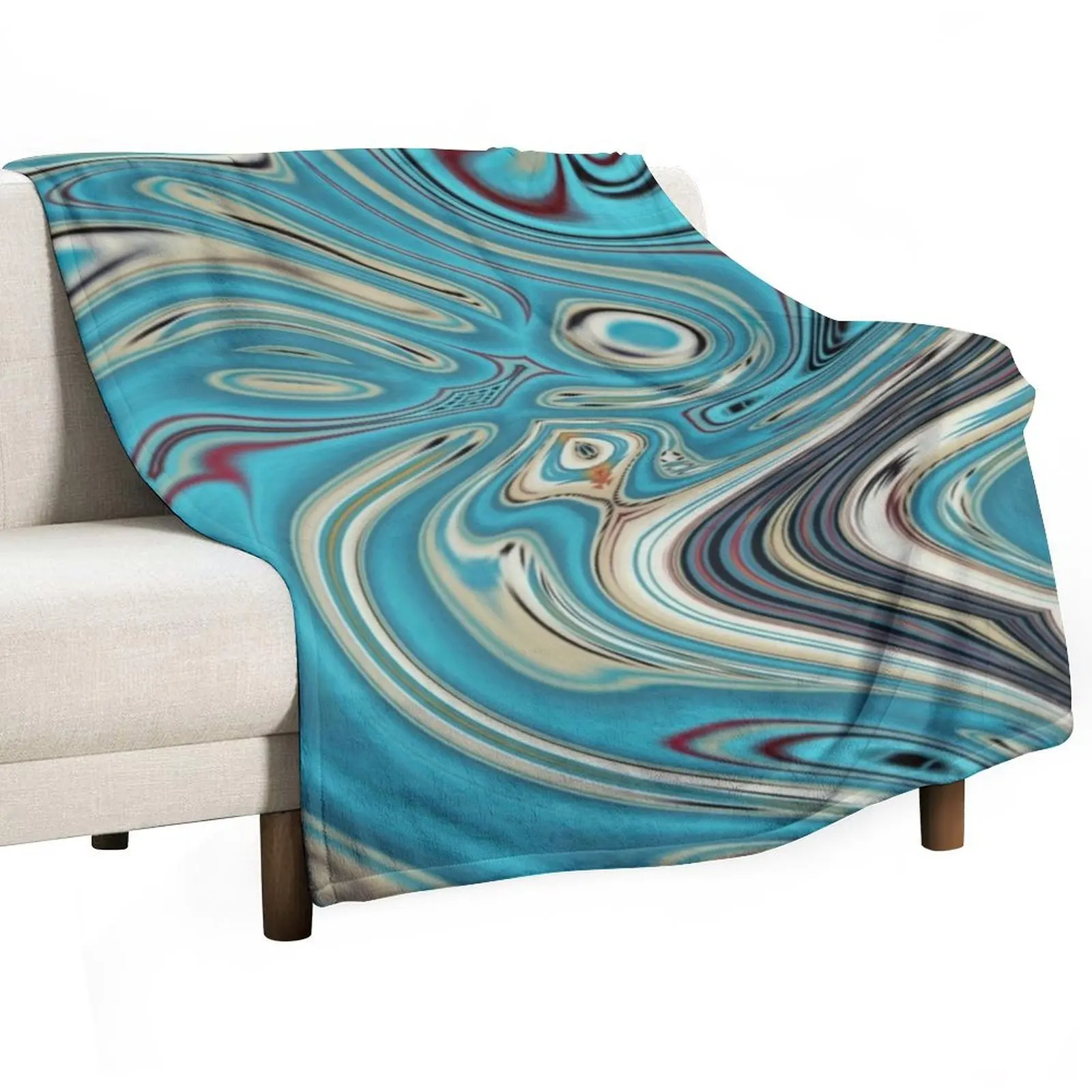 

abstract teal turquoise marble swirls mid century modern Throw Blanket Giant Sofa for babies Shaggy Blankets