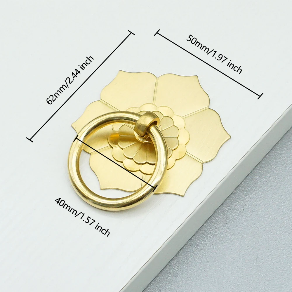 Floral Brass Cabinet Door Knobs Drop Ring Hanger Ring - Unique Drawer Pulls Dresser Knobs Home Decor Hardware